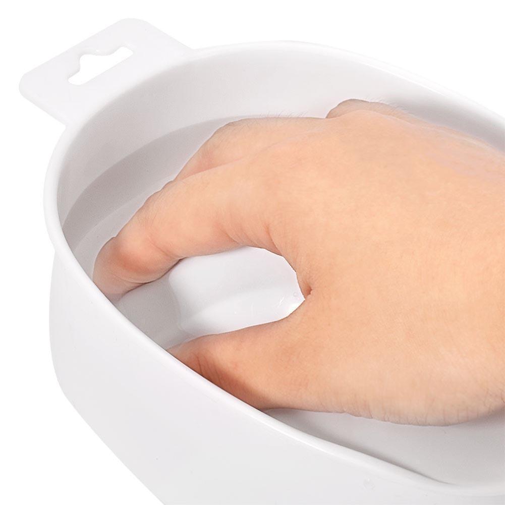 Nail Art Hand Wash Remover Soak Plastic Bowl Nail Bath Manicure Tool(White)