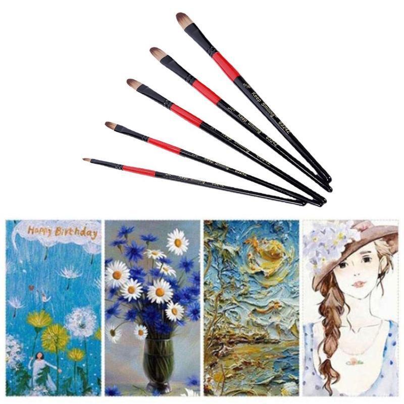 5 Pcs Nylon Hair Painting Brush Set Professional Painting Paintbrushes Kits