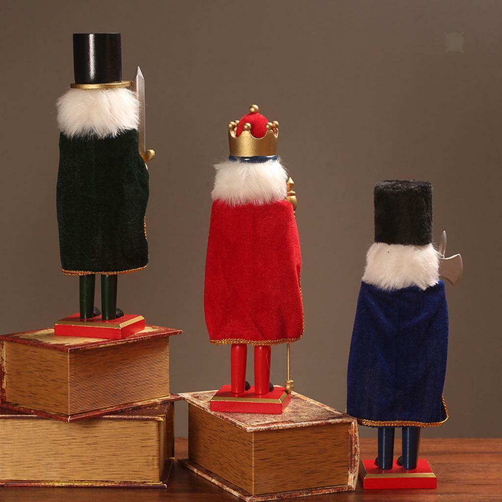 2Pcs Set of 2 38cm   Wooden Nutcracker Soldier Desktop Decor