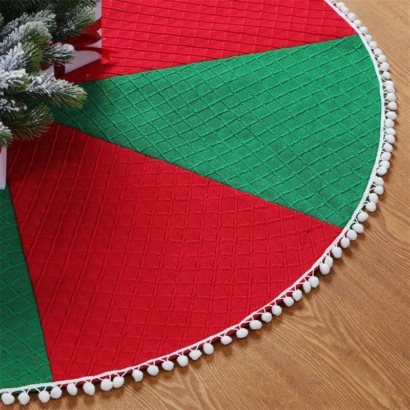 Christmas Tree Skirt 48-inch Knitted Mat Xmas Tree Base Cover Holiday Ornaments
