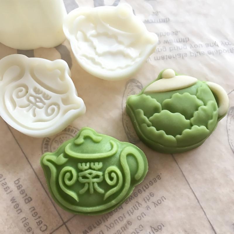 50g Teapot Shaped Plastic Mooncake Moulds Moon Cake Molds DIY Baking Accessories