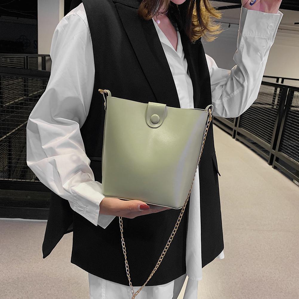 Pure Color Letter Print Shoulder Handbags Women Chain Crossbody Bag (Green)