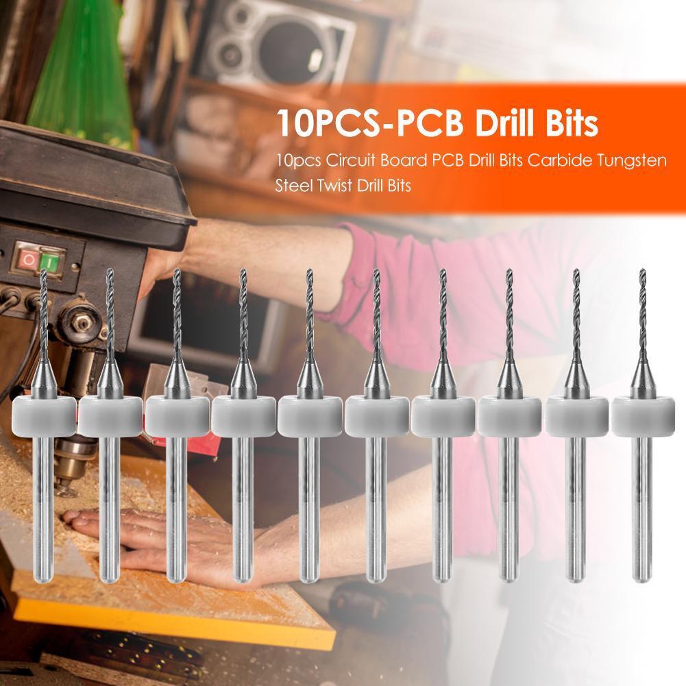 10pcs Circuit Board PCB Drill Bits Tungsten Steel Twist Drill Bits (0.9mm)