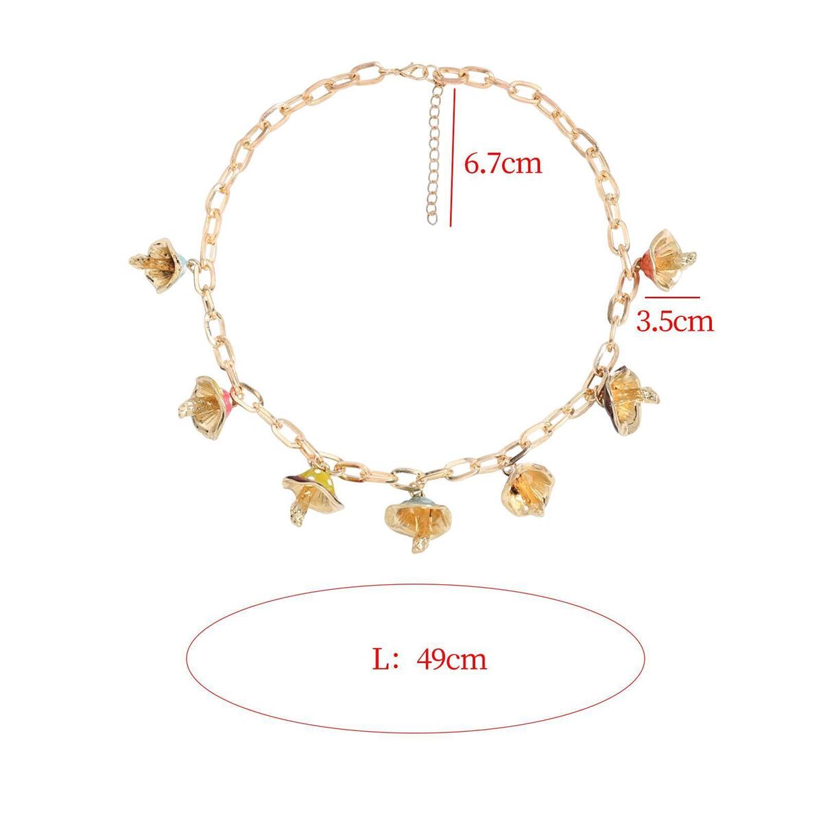 Mushroom Pendant Necklace Fashion with Extension Chain Colorful for Women
