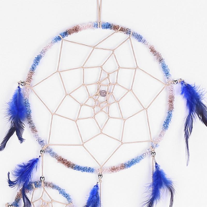 4 Circle Dream Catchers Handmade Feather Hanging Dreamcatcher Home Decoration