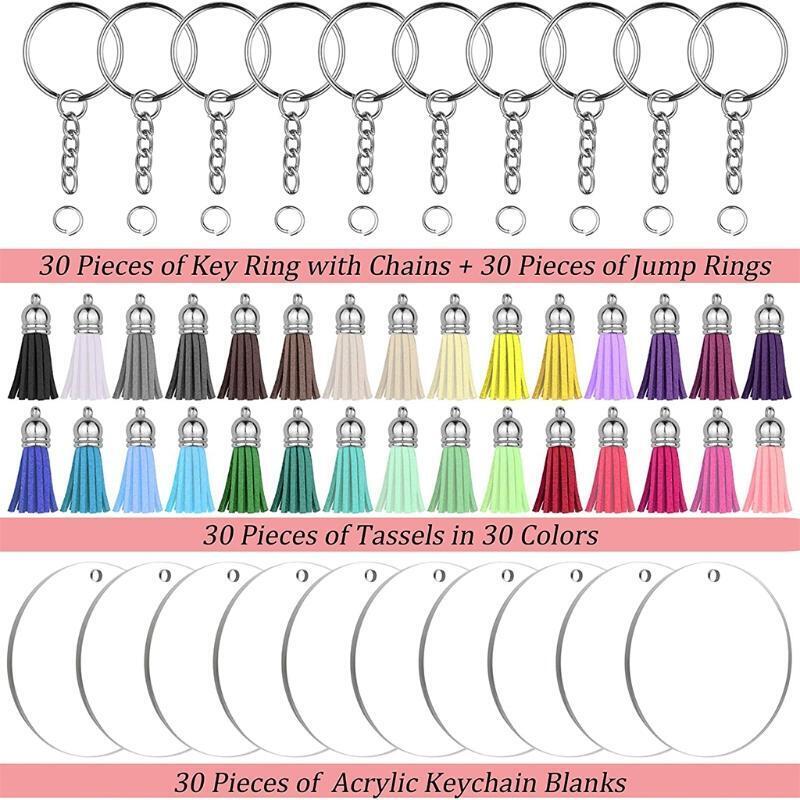 Colorful Tassel Pendant Jump Rings Clear Discs Circles for Vinyl Crafting Kit