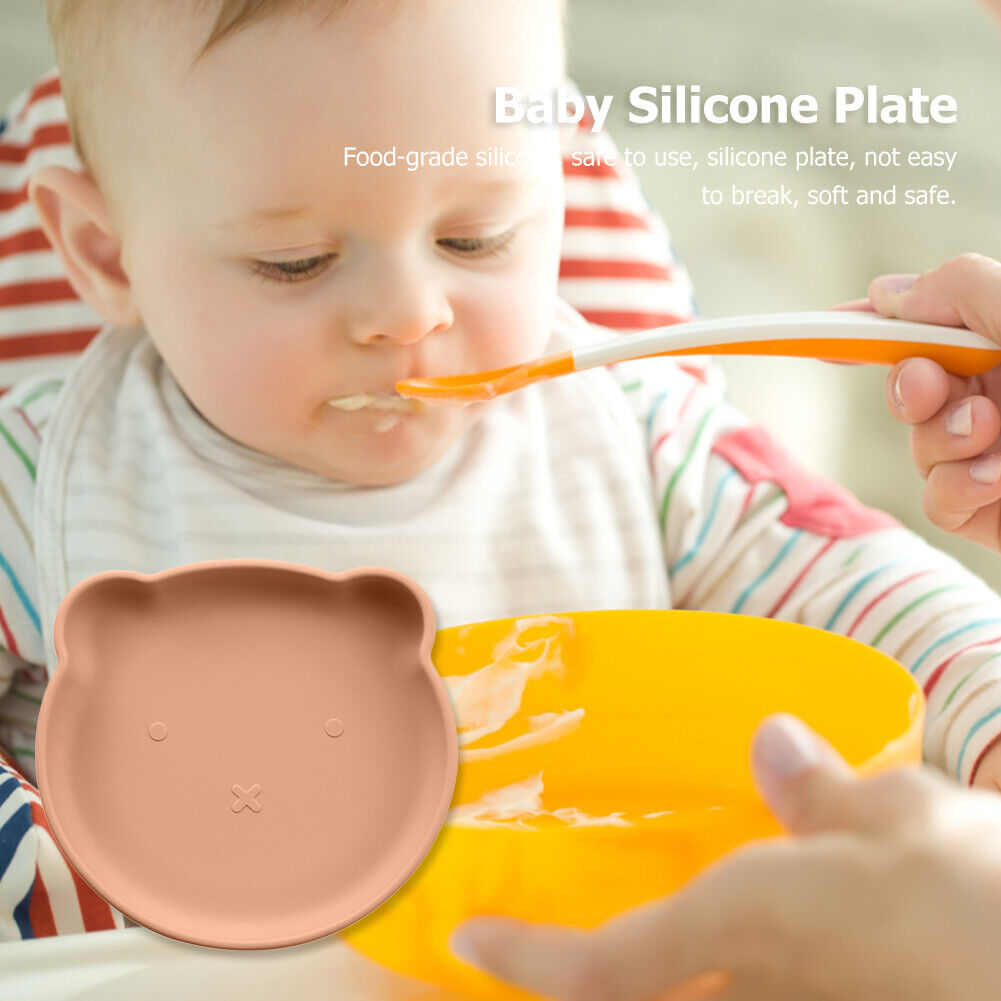 Children Dishes Baby Silicone Sucker Feeding Bowl Kid Dining Plate (Red)