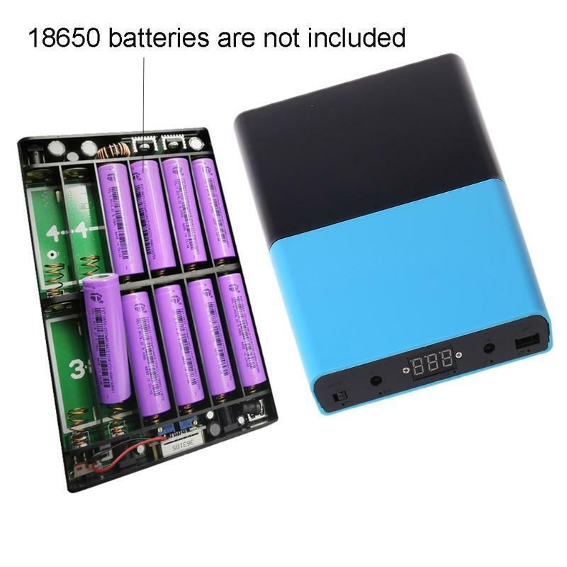 QC 3.0 USB DC 1-24V Output 12x 18650 Batteries DIY Power Bank for Laptop Phone