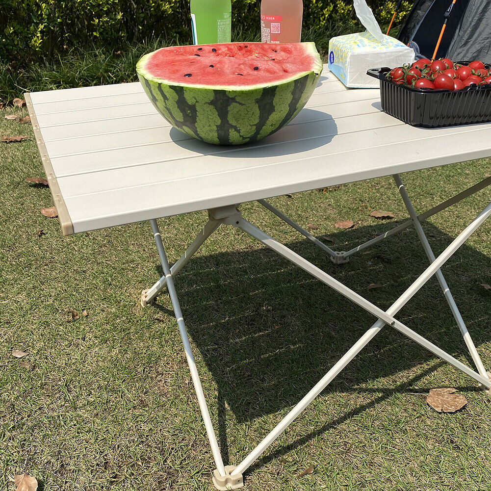 Outdoor Barbecue Picnic Hiking Table Portable Foldable Dinner Desk White