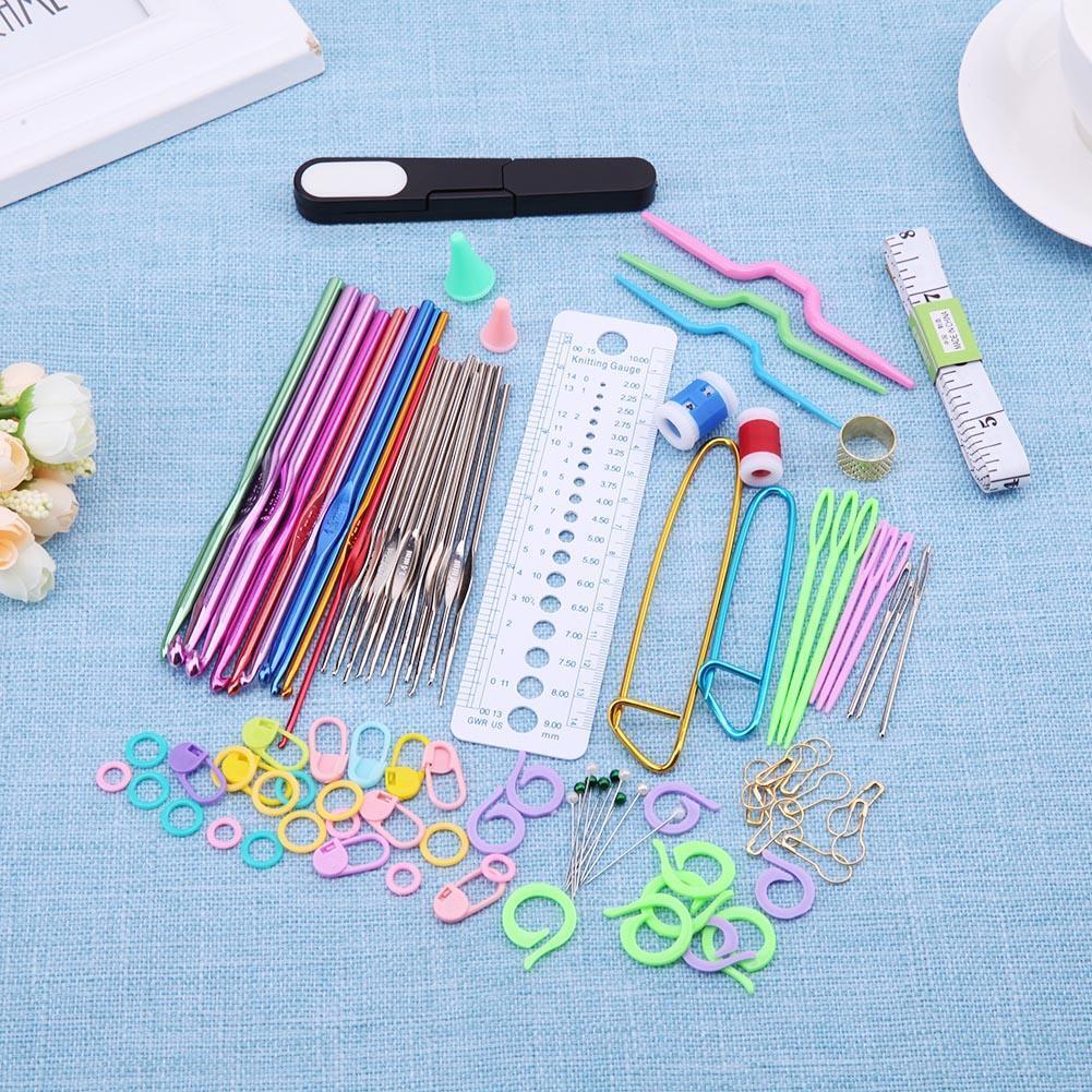 22pcs Crochet Hooks Yarn Crochet Needles Stitches Weave Knitted Craft Kit