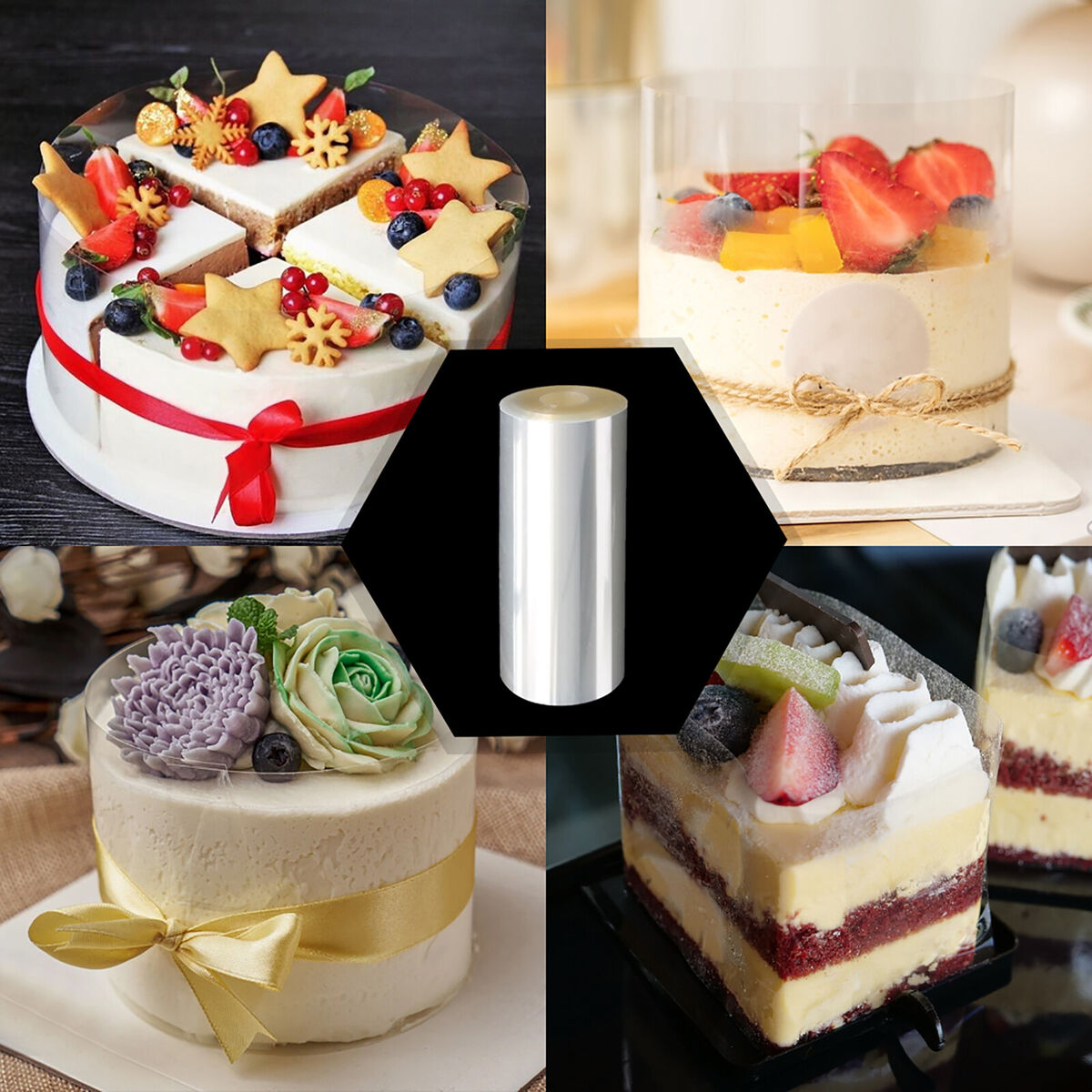 Cake Collars Transparent Cake Rolls Acetate Sheets for Mousse (4.72in)