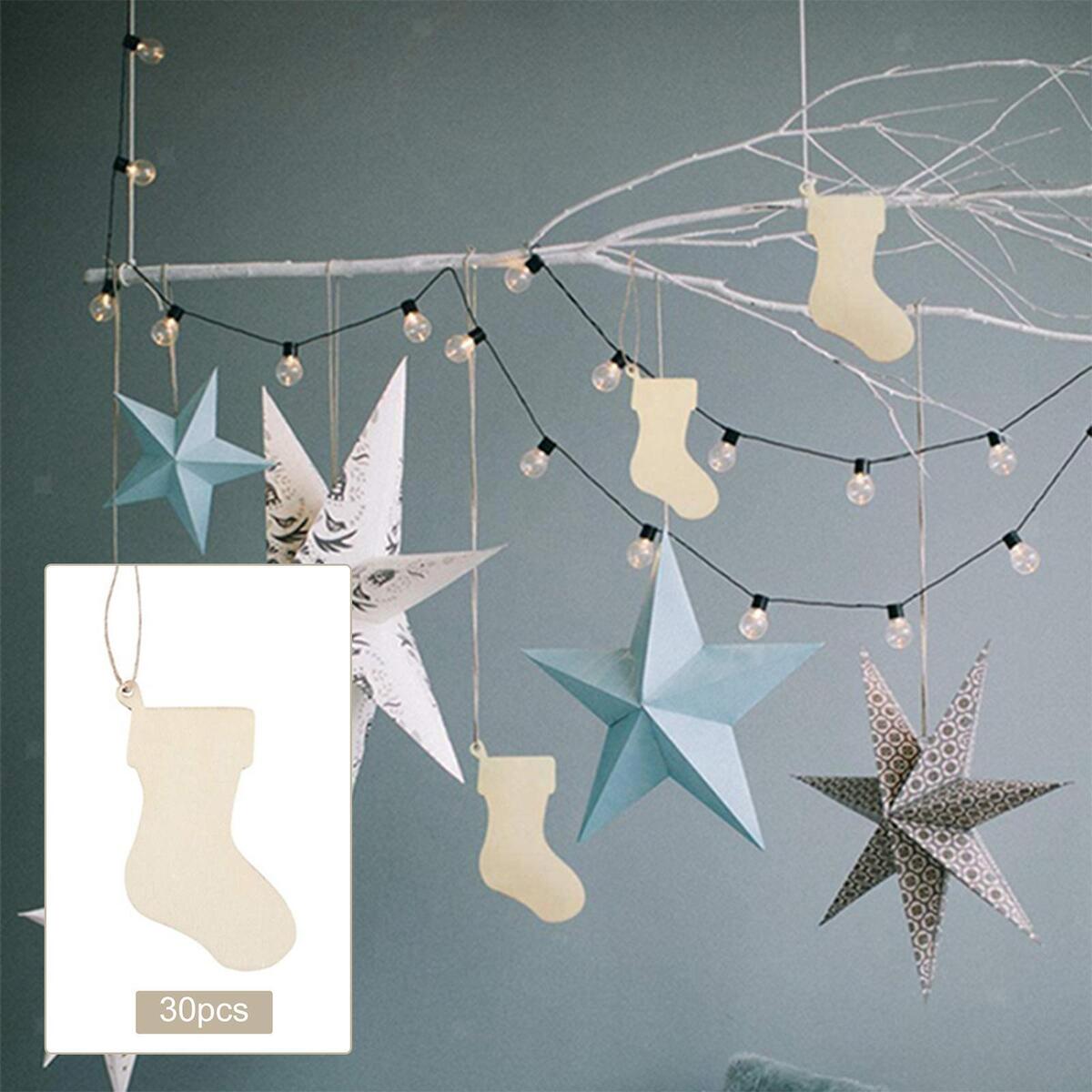 50Pcs Christmas Wooden Ornaments Festival Embellishment Party Wood Slice