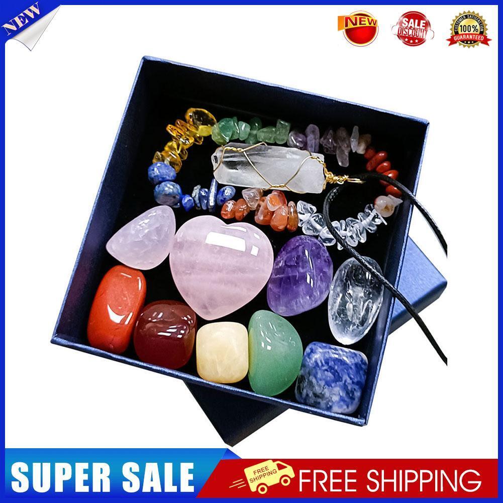 Natural Seven Reiki Chakras Stone Crystal Pendants for Collection Gifts Box