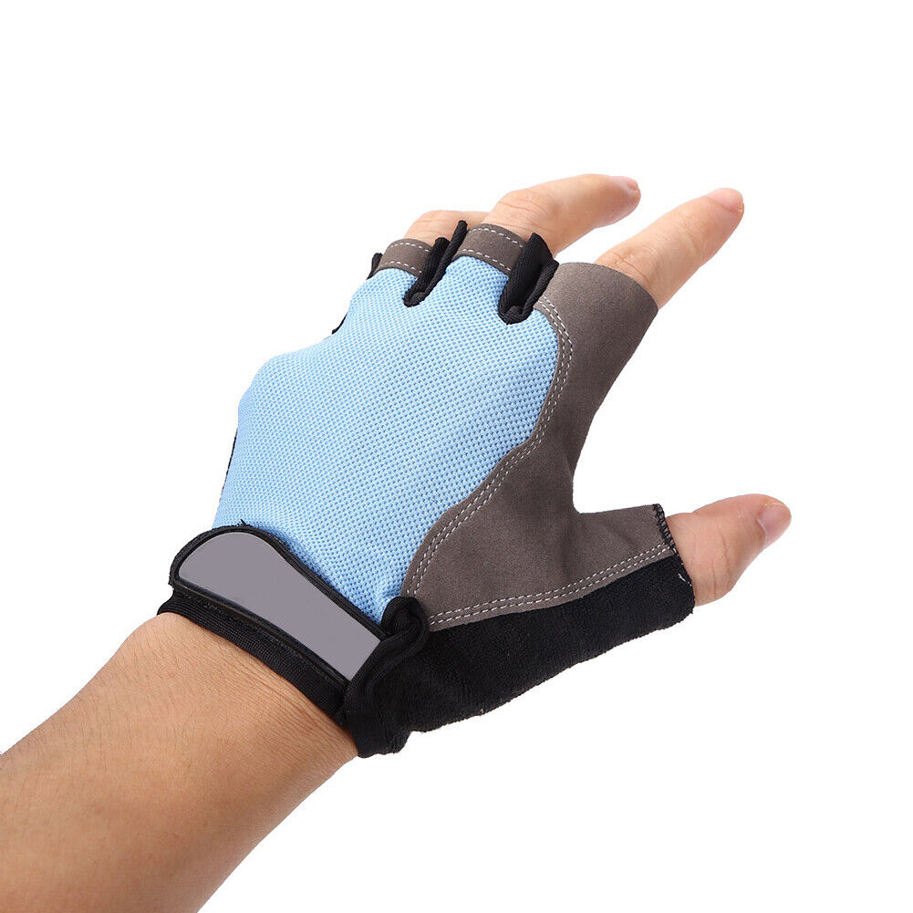 Cycling Non-Slip Half Finger Gloves Breathable Sport Glove (Light Blue XL)