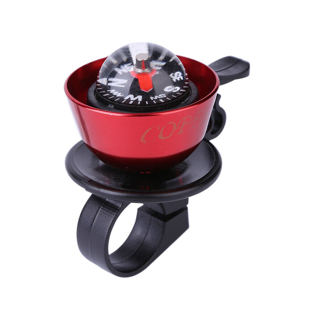 2 in 1 Bicycle Handlebar Bell Compass for MTB Bike Safety Cycling (Red)