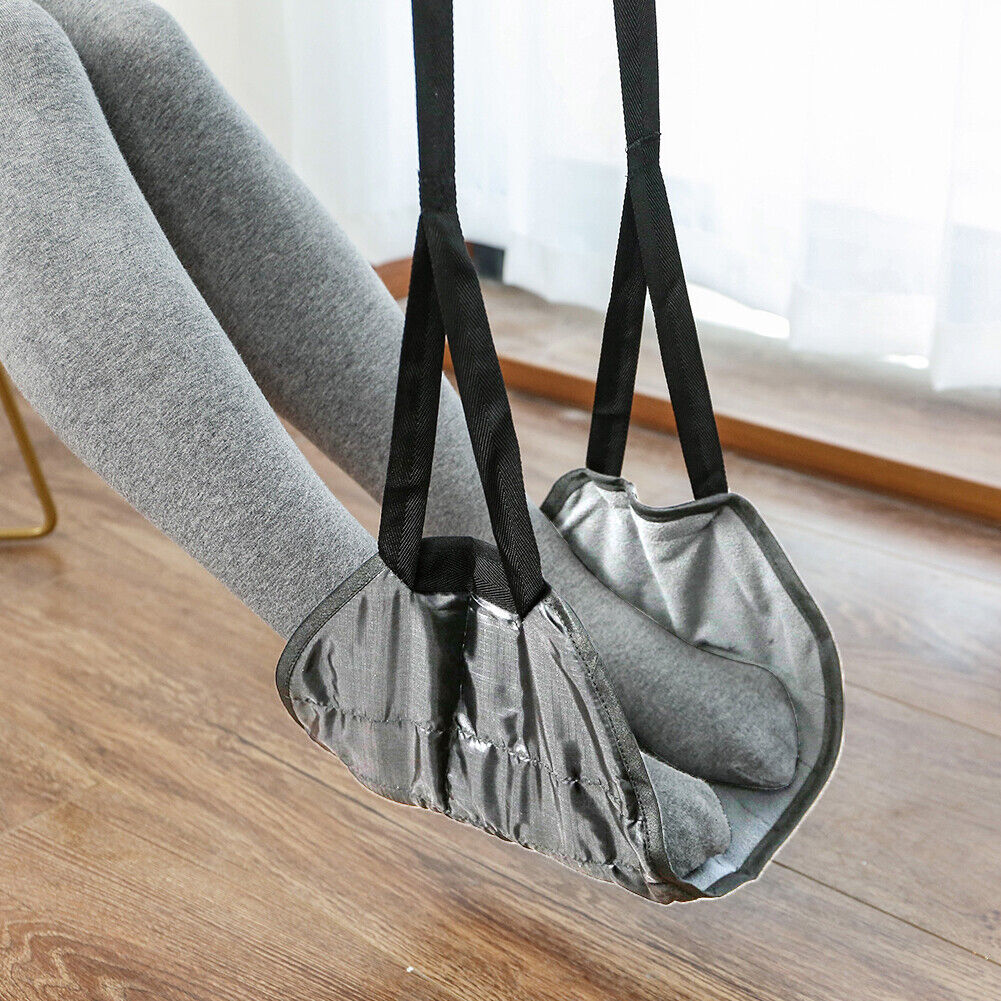 Airplane Footrest Hammock Adjustable Foot Feet Rest Travel Accessory (Grey)