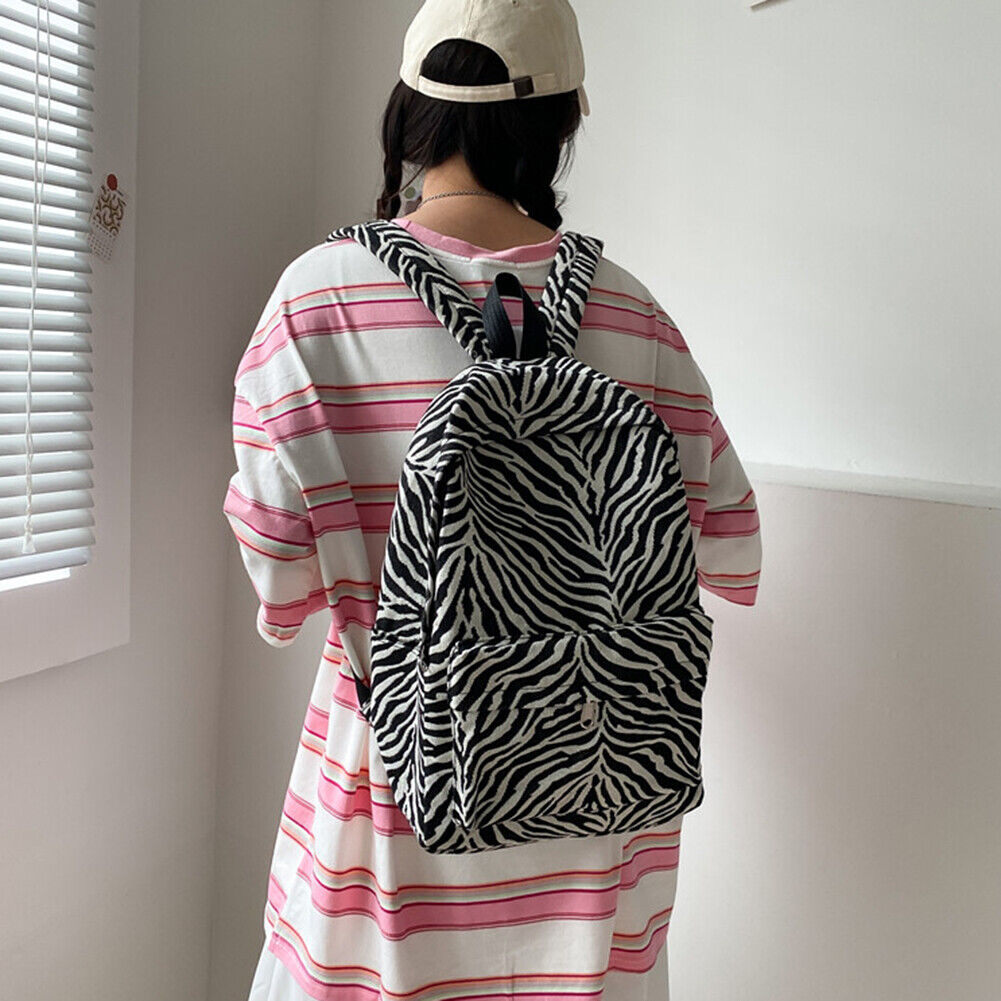 Fashion Women Zebra Pattern Printing Backpack Casual Large Capacity Handbag