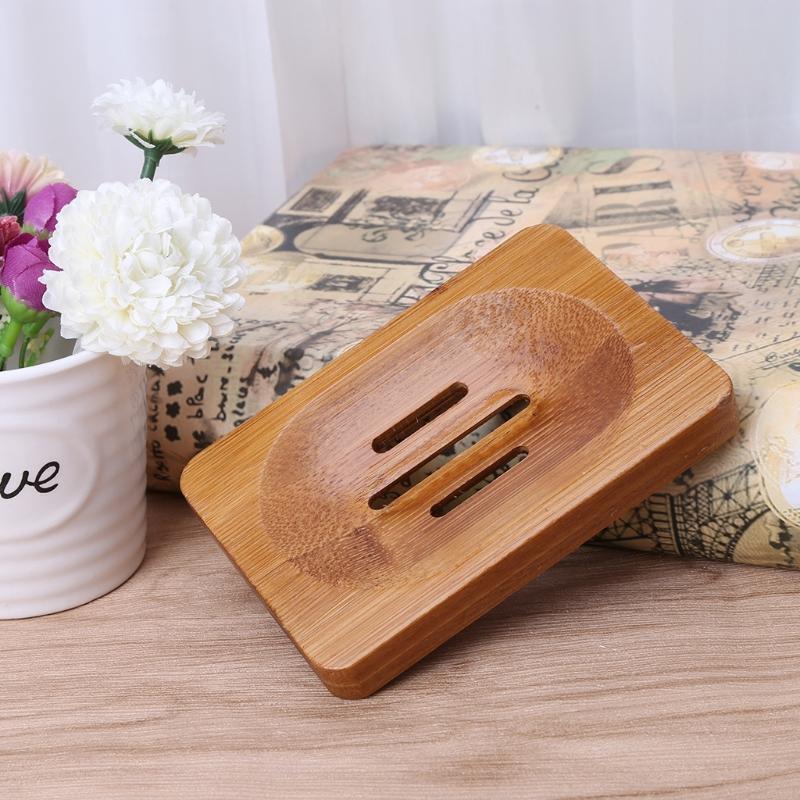 Natural Bamboo Wooden Bathroom Shower Soap Dish Storage Holder Plate Tray