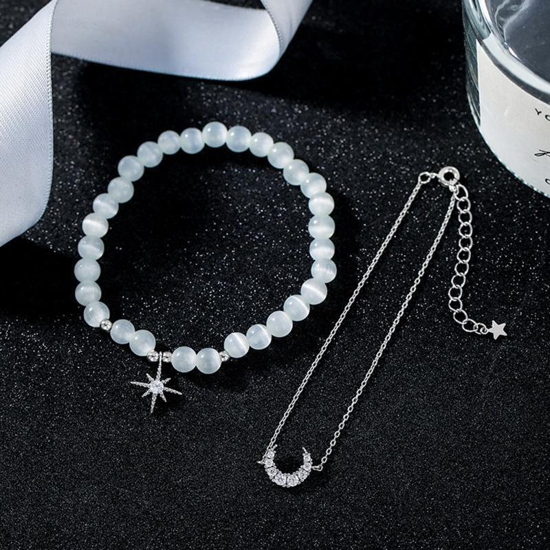 2x Star Moon Beach Bracelet for Women Girls Chain Beaded Wirstband Jewelry