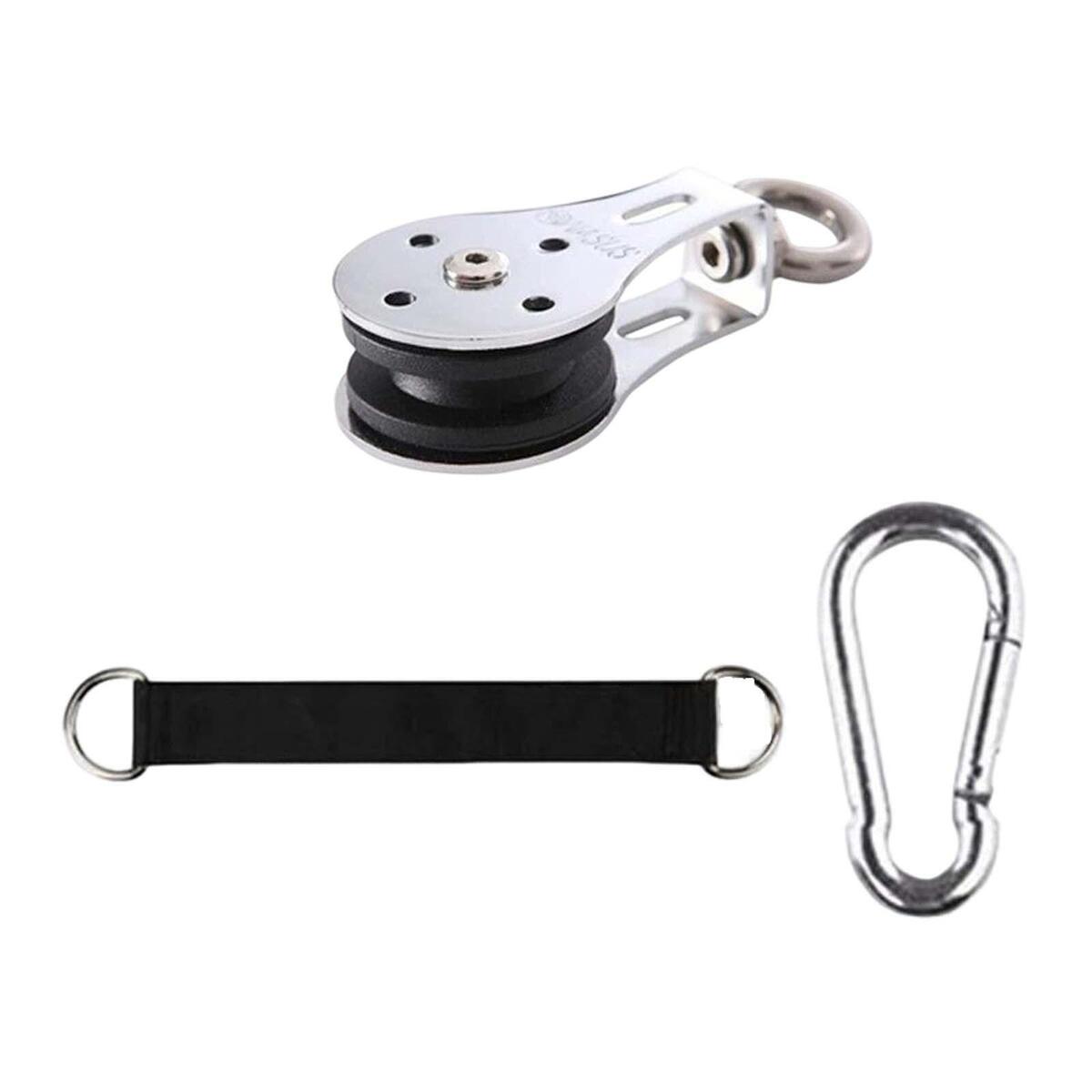 Bearing Lifting Pulley with Lanyard with Carabiner Sturdy for Rock Clmibing