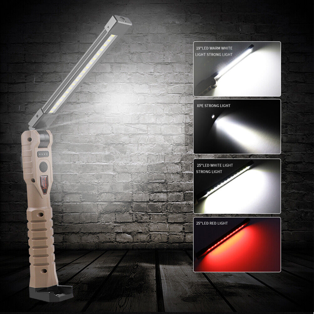 Portable LED Work Light Flashlight USB Magnet Handheld Folding Night Lamp
