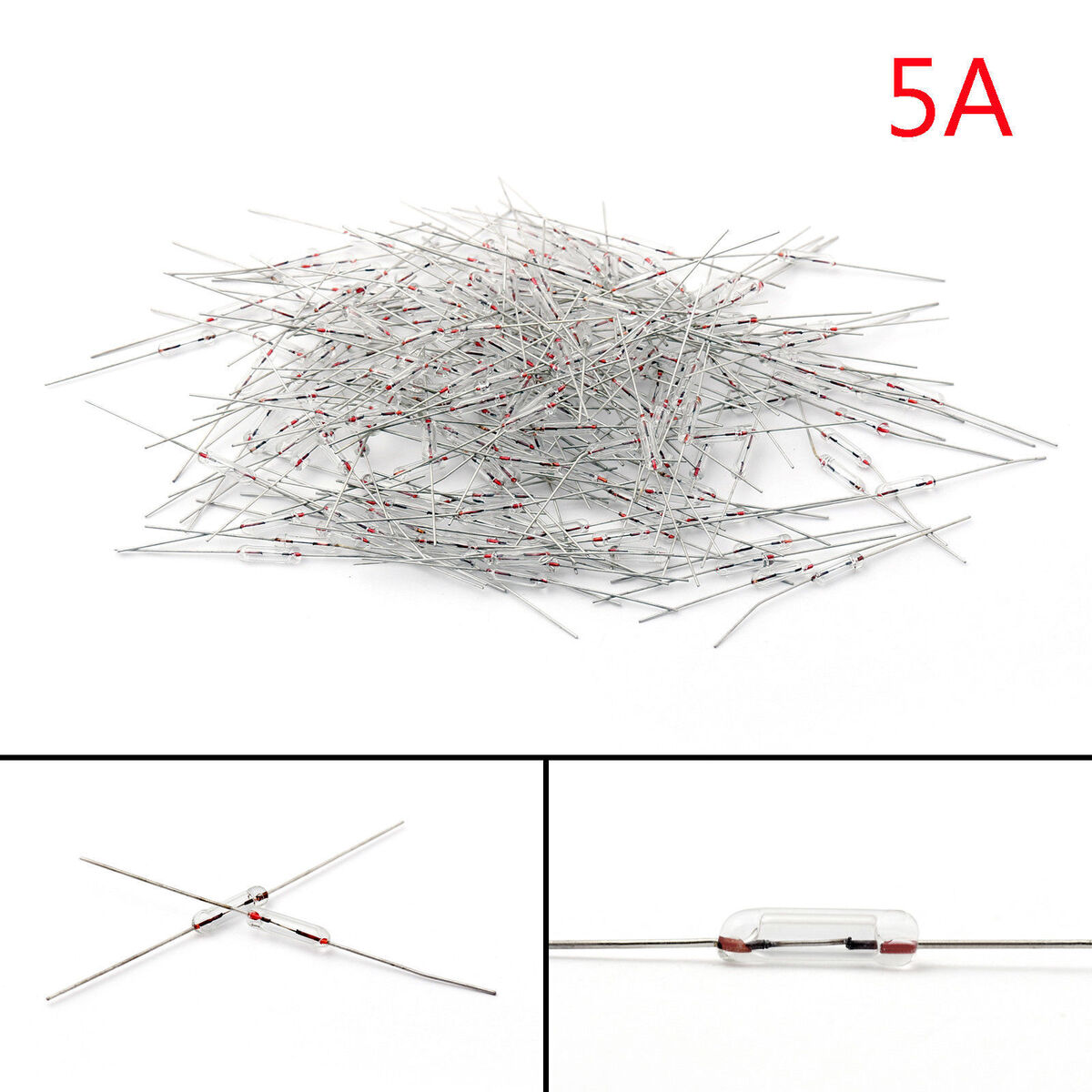 200Pcs Glass Fuse Tube Axial With Lead Wire Fast Blows Fuse 3x10mm 250V/5A BS1