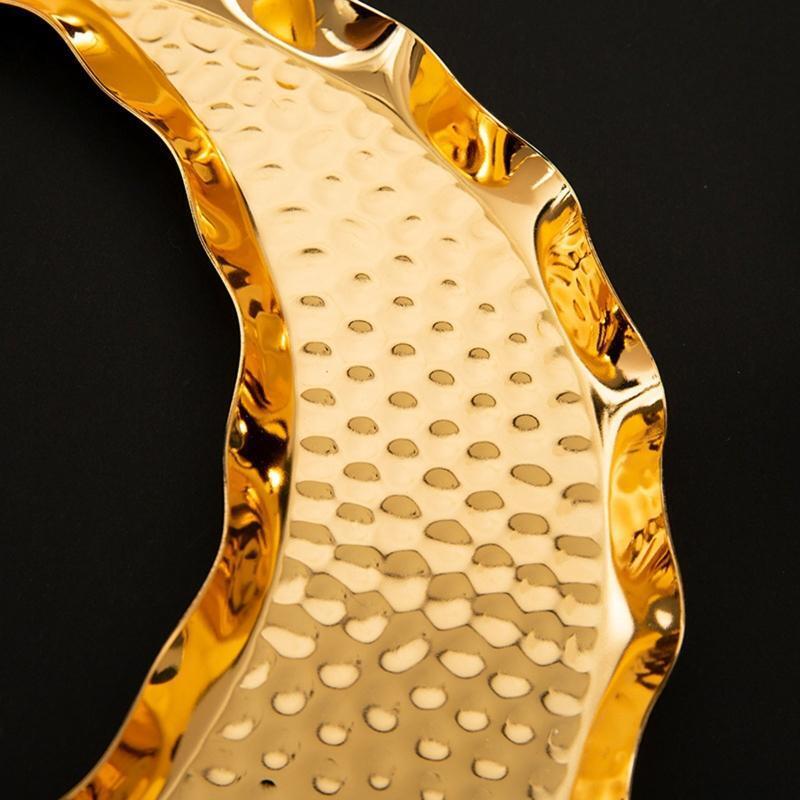 Moon Shape Metal Serving Tray Fruit Basket Jewelry Display Holder Cake Container