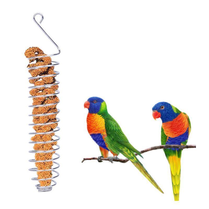 Stainless Steel Parrot Feeder Food Fruits Basket Holder Bird Cage Feeding Device