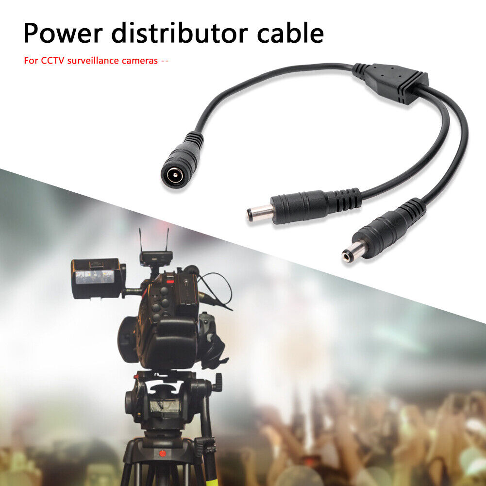 2.1x5.5mm 1 Female to 2 Male DC Power Splitter Plug Cable for CCTV Camera