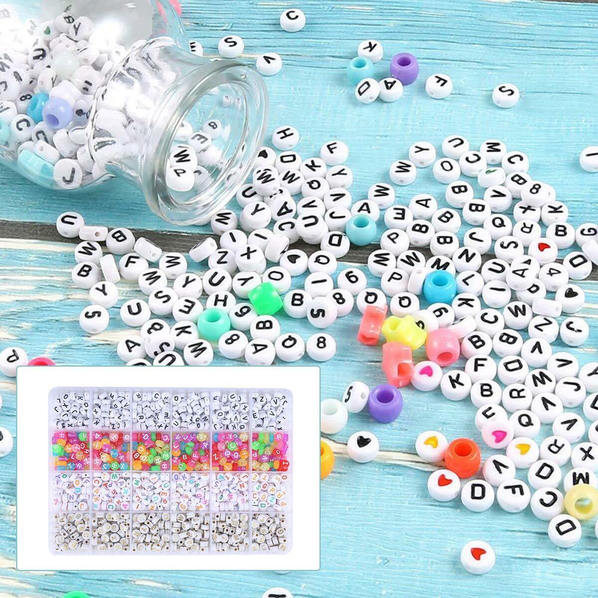 Alphabet Letter  Set Loose Spacer Bead 6mm A-Z for DIY Jewelry Making