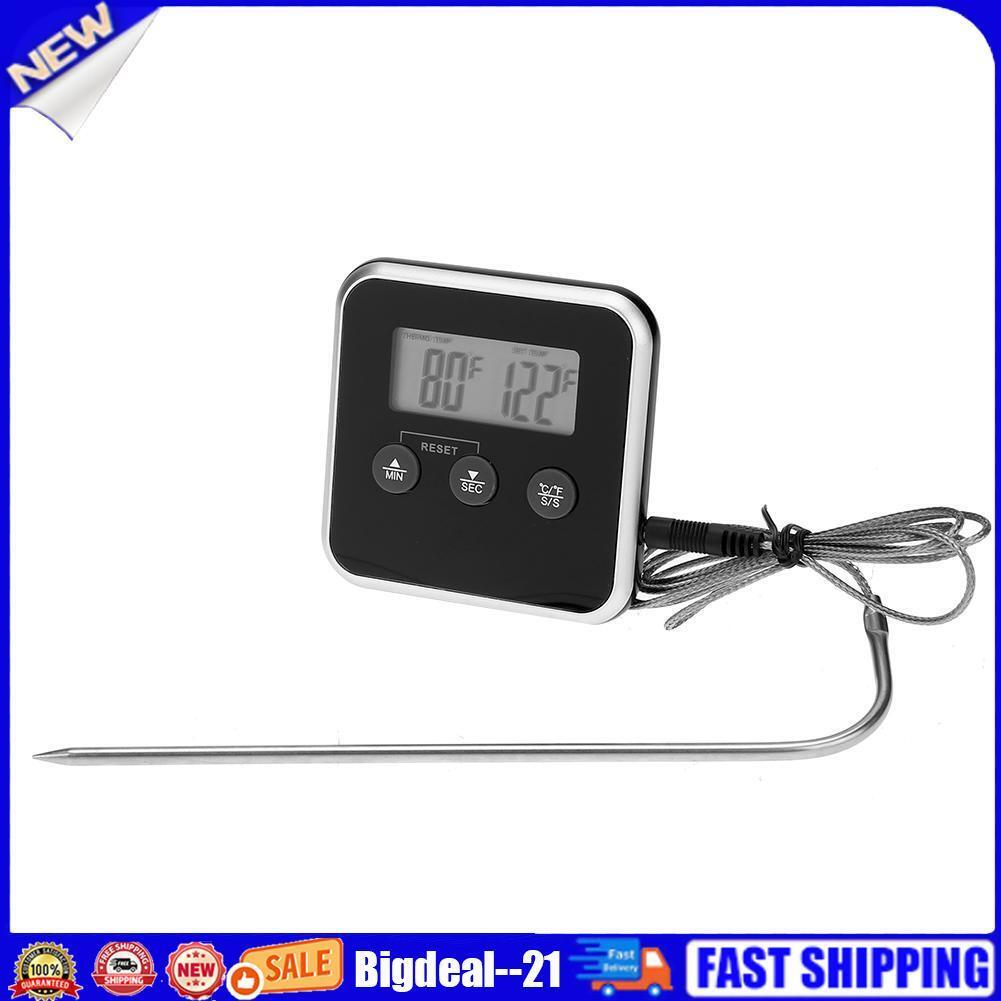 Electronic LCD Food Thermometer BBQ Probe Temperature Alarm Cooking Timer
