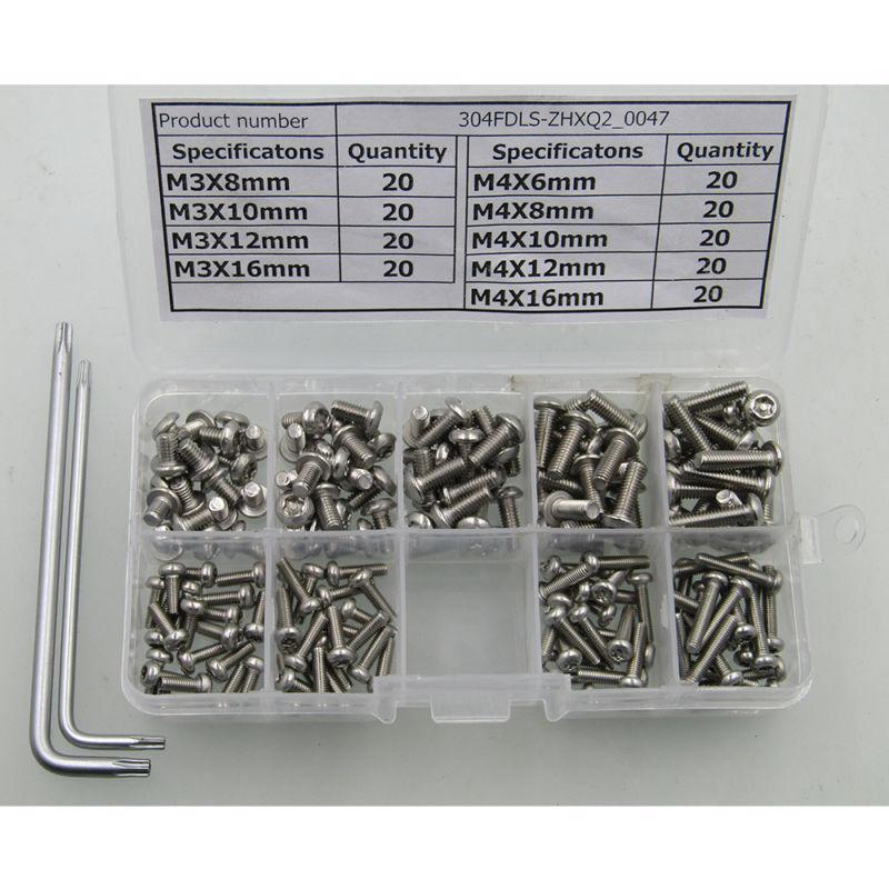 M3 M4 Steel Security Torx Socket Head Screw Matched Wrench Assortment Kit 180pcs