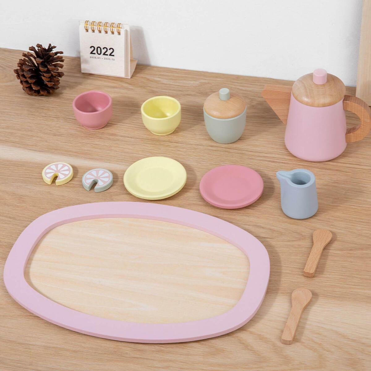 Wooden Tea Party Set   with Accessories for Toddlers