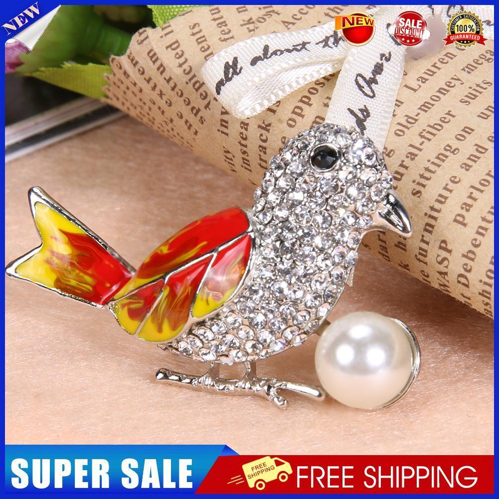 Fashion Diamond Enamel Forked Tail Parrot Brooch Corsage Clothing Ornaments