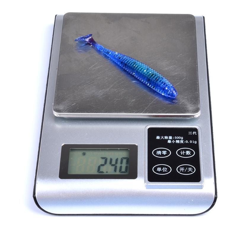 10pcs/set Fishing Lures Worm Soft Silicone T Tail Swimming Bass Bait 8.5cm 2.4g