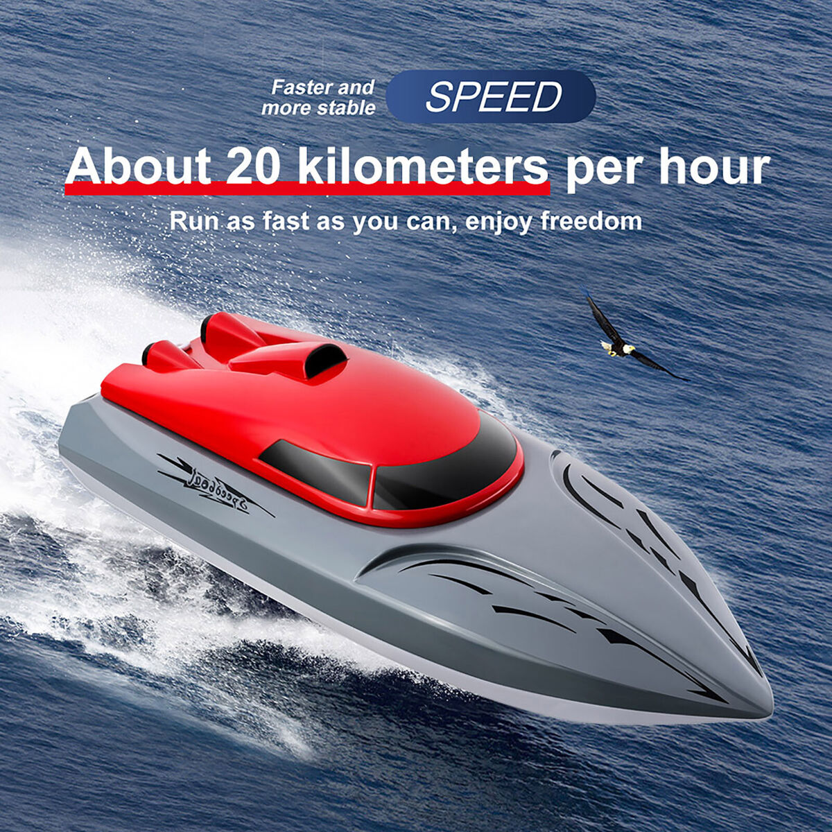 20km/h Waterproof RC Boat 2.4GHz High Speed Racing Ship for Kids (Red F)