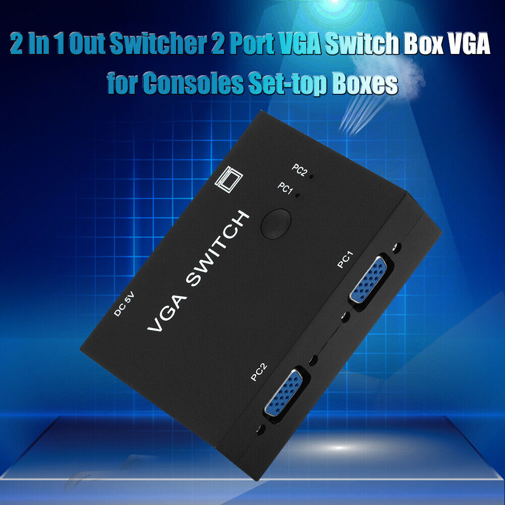 2 In 1 Out Switcher Converter 2 Ways Video Splitter 2 Port VGA Switch Box