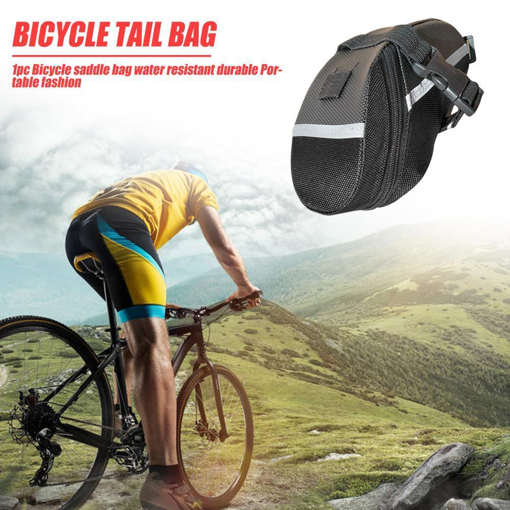 Bicycle Reflective Saddle Rear Tool Bags MTB Bike Seat Tail Bags (Black)