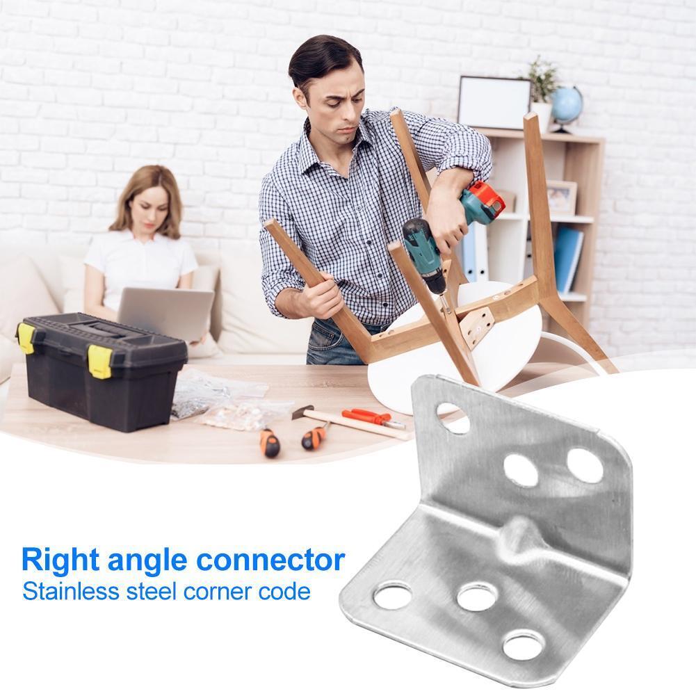 4pcs Stainless Steel Corner Code Right Angle Support Connector Fixing Plate