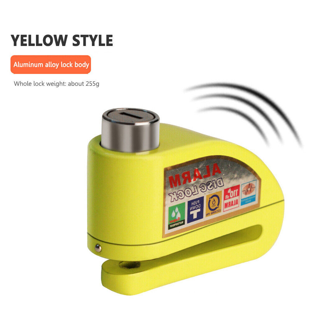 Motorcycle Bike Alarm Lock Waterproof MTB Bicycle Disc Brake Locks (Yellow)