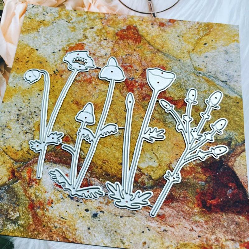 1 Set Blossom Flowerbud Grass Metal Cutting Dies Embossing Stencil DIY Template