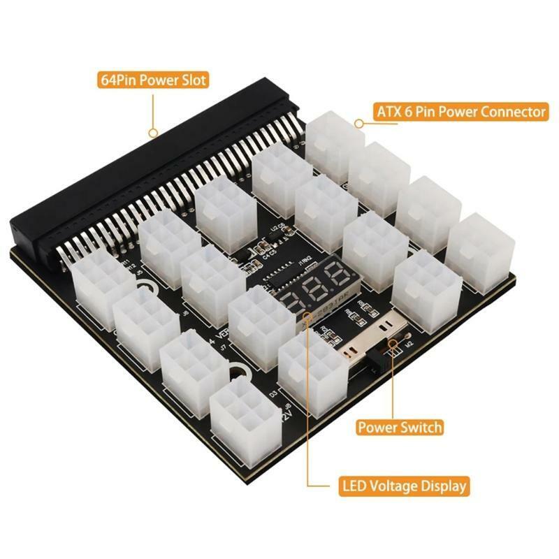 64pin To 17 Groups 6pin Power Black Supply Board 12V Graphics Card Adapter