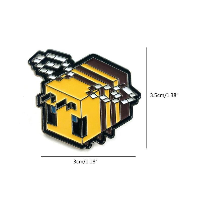 Pixel Bee Brooch Honeybee Animal Insect Brooches Pin Crystal Corsages for Women