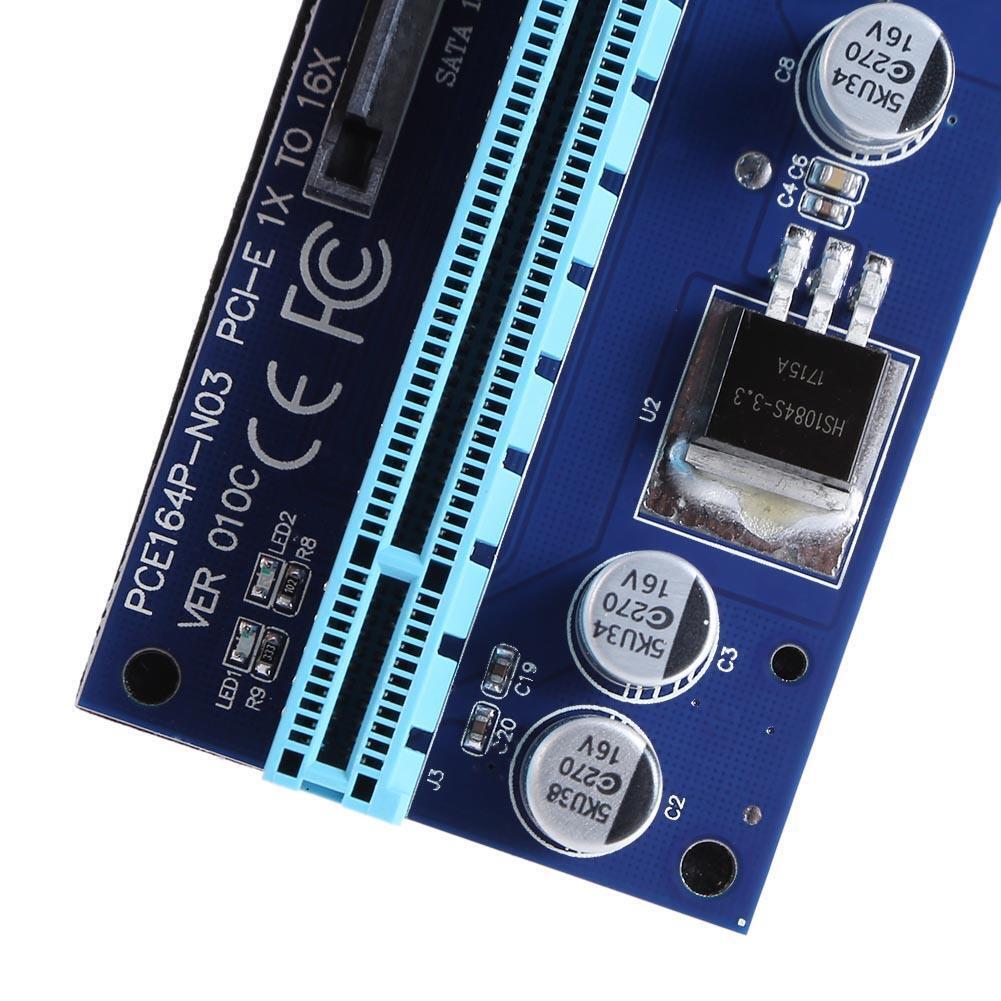 6 Pin PCI Express Riser Card 1x to 16x USB 3.0 Cable with Light for Miner