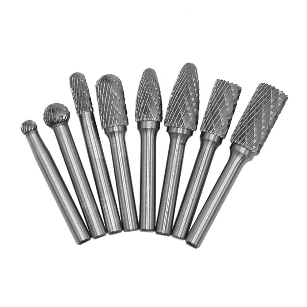 8pcs 6mm Shank Rotary File Wood Carving Grinding Router Bit Milling Cutter