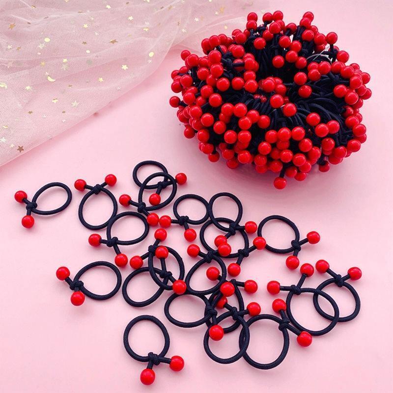 Red Bean Ponytail Holders Hair Rope Fashion Hair Ties for Thick or Thin Hair