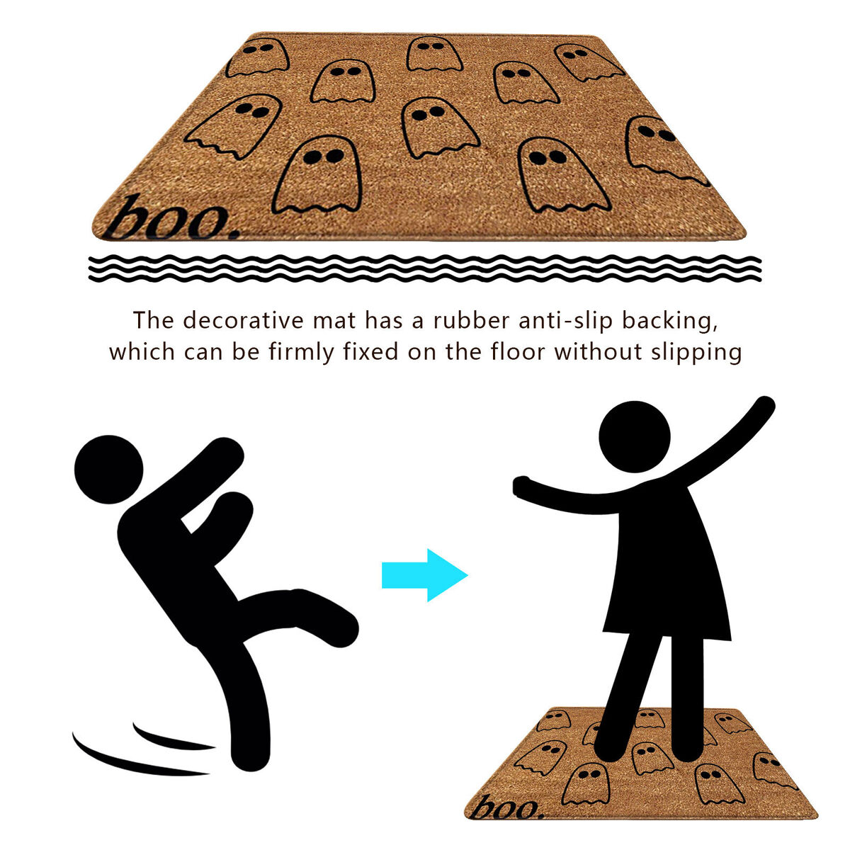 Halloween Door Mat-Polyester Cartoon Letter Non-Slip Decor (PJ210727-A019)