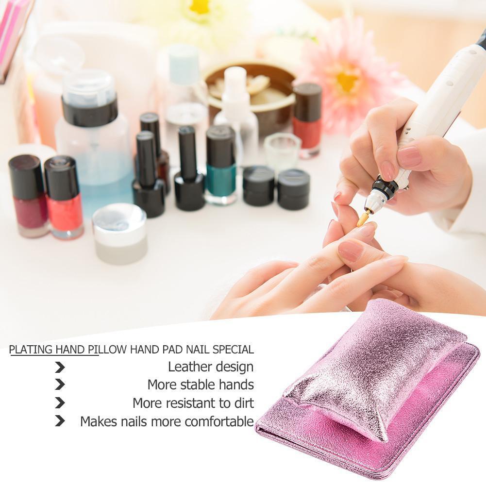 Nail Art Pillow PU Leather Hand Rest Cushion with Pad for Manicure (Pink)