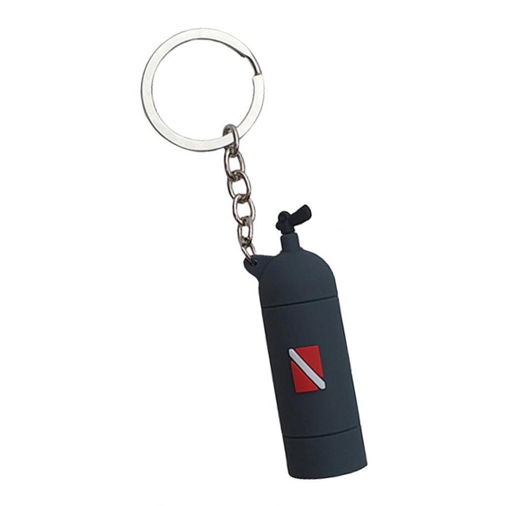 Novelty Mini Diving Tank Key Chain Holder Dive Flag Keyring Keychain Gray