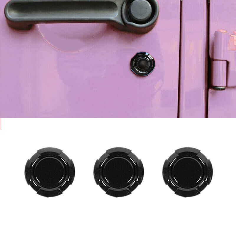 Black ABS Door Key Jack Cover Trim Decor 3pc Fit For Jeep Wrangler JK 2007-2017